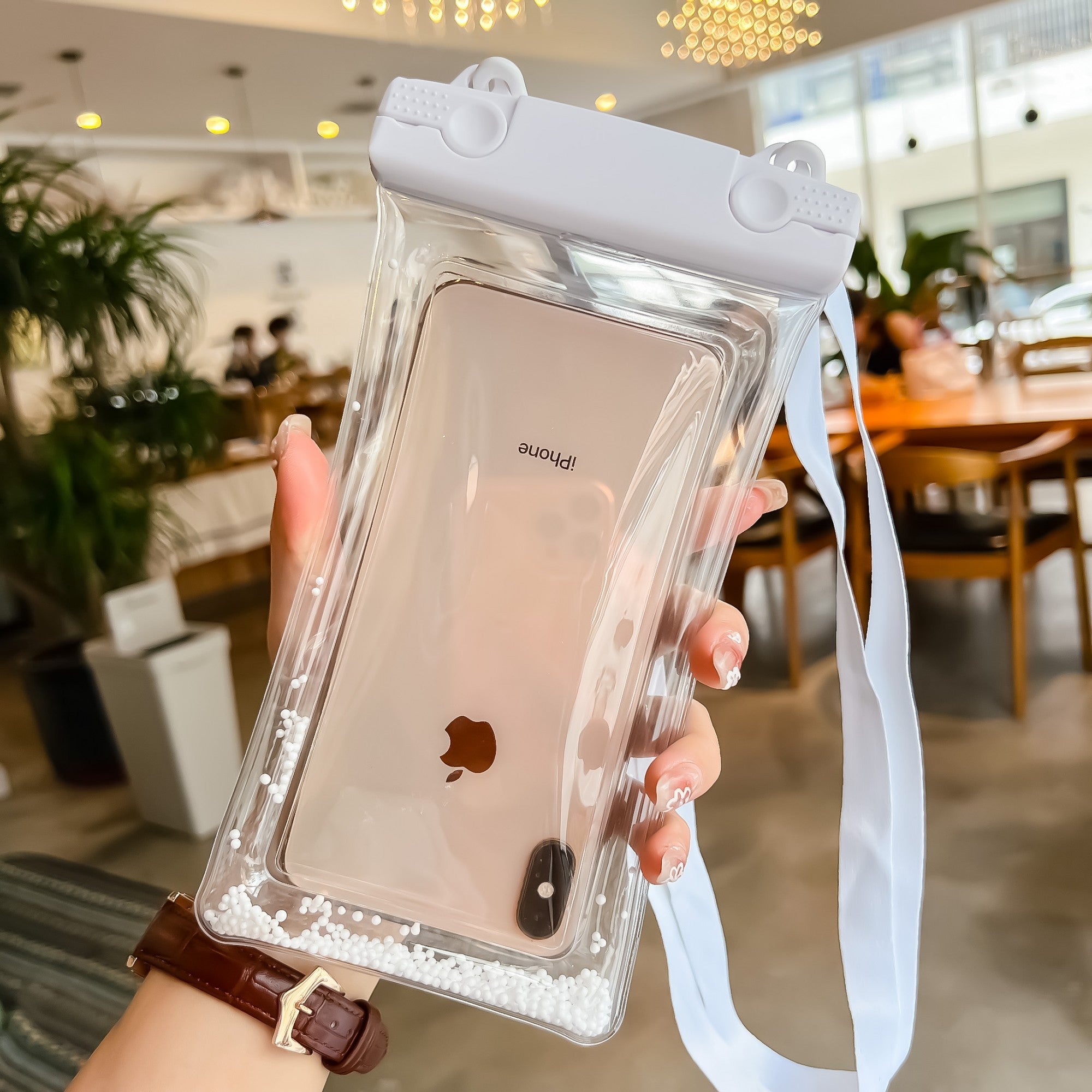 Husa subacvatica Waterproof Kaveny, Snowproof, Universala, Senzoriala, cu Snur, pentru telefon sau documente, Alb