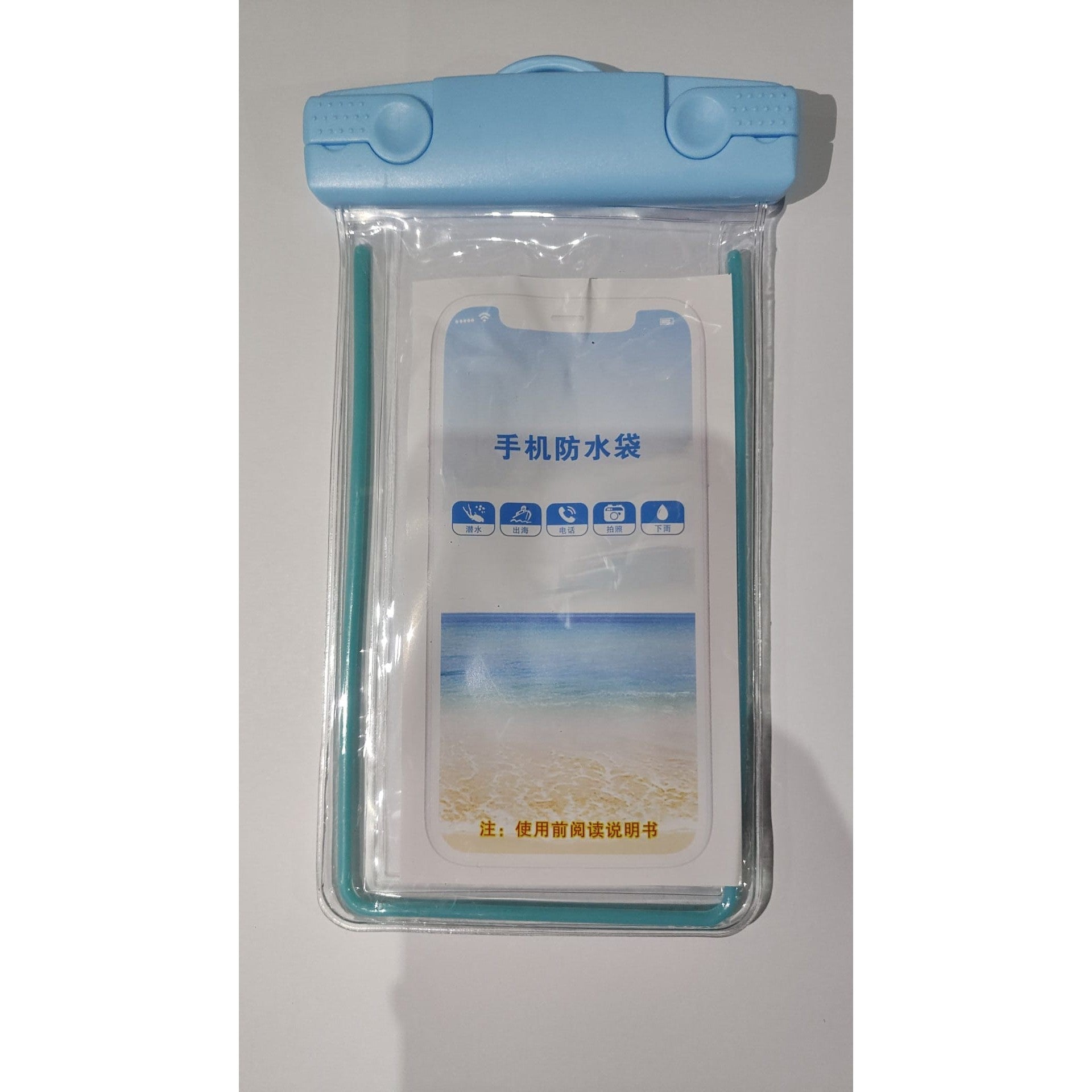 Husa subacvatica Zip Waterproof Kaveny, Snowproof, Universala, Impermeabila, cu Snur, pentru telefon sau documente, Albastru deschis