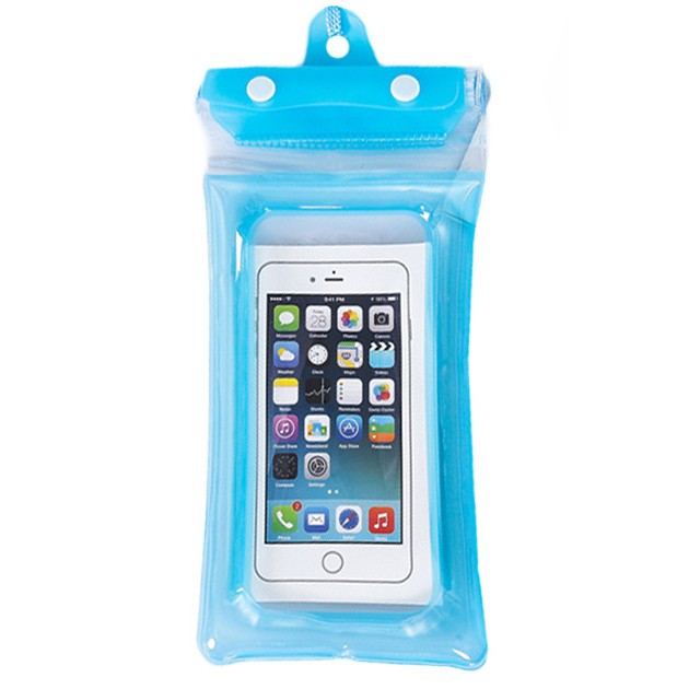 Husa subacvatica Zip Waterproof Kaveny, Snowproof, Universala, Impermeabila, cu Snur, pentru telefon sau documente, Bleu