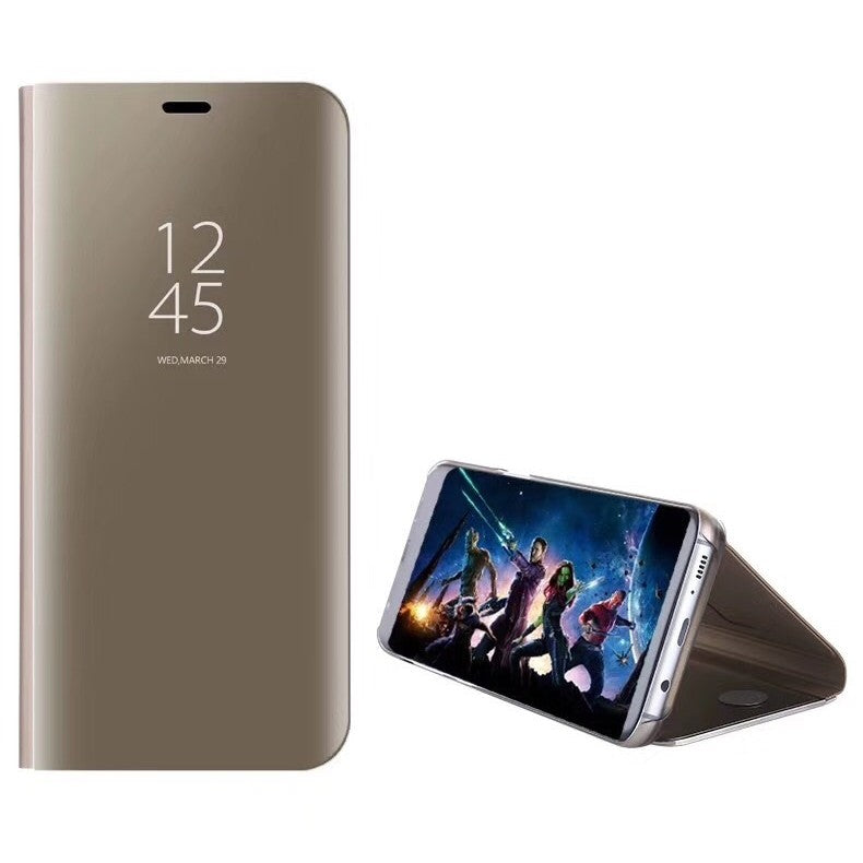 Husa Tip Carte, Kaveny, Compatibila cu Huawei Mate 10 Lite, Flip Cover Oglinda, Auriu