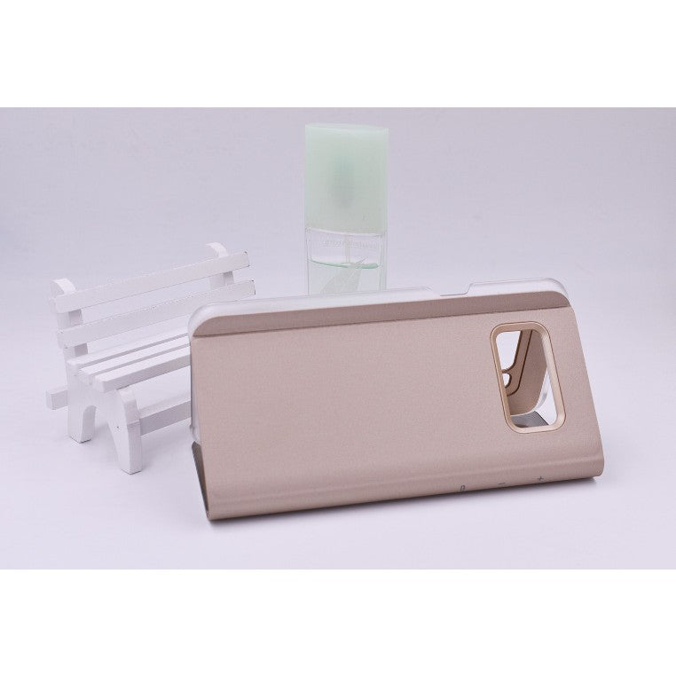 Husa Tip Carte, Kaveny, Compatibila cu Huawei Mate 10 Lite, Flip Cover Oglinda, Auriu