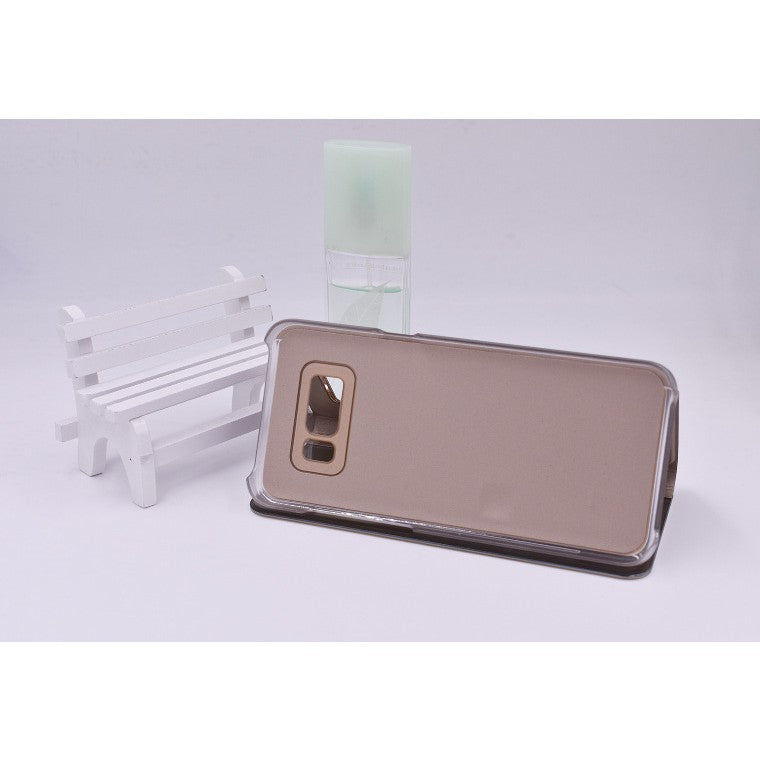 Husa Tip Carte, Kaveny, Compatibila cu Huawei Mate 10 Lite, Flip Cover Oglinda, Auriu