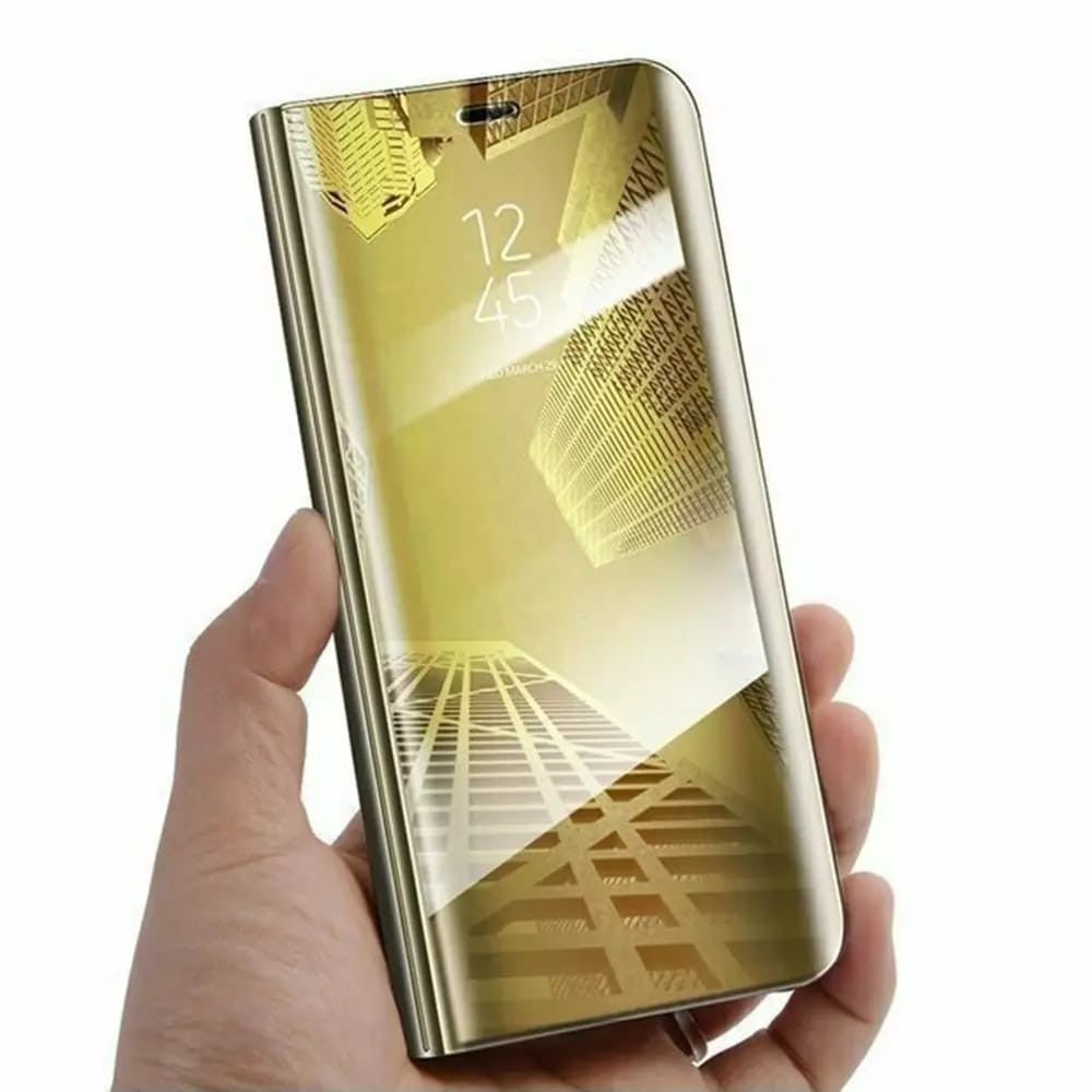 Husa Tip Carte, Kaveny, Compatibila cu Huawei Mate 10 Lite, Flip Cover Oglinda, Auriu
