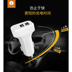 Incarcator auto 2A 2USB   Cablu Micro-USB 2A WUW-T22 Kadeny, Alb