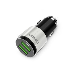 Incarcator auto 2USB 4.2A Negru + Cablu MicroUSB 1m Alb Cod Produs 08079