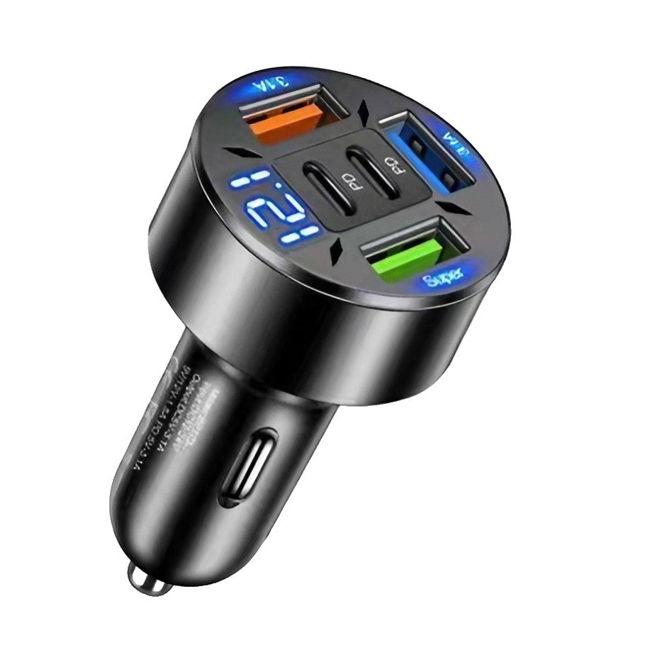 Incarcator Auto 5 in 1, Kadeny, 3 x Port USB Fast Charge QC3.1 si 2 x Type C, PD 65W, Negru