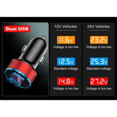 Incarcator Auto cu Afisaj Digital, Kadeny, din Metal, 3.1A, Incarcare Rapida 6A PD+QC3.0, Dublu USB, Negru