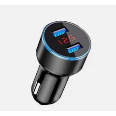 Incarcator Auto cu Afisaj Digital, Kadeny, din Metal, 3.1A, Incarcare Rapida 6A PD+QC3.0, Dublu USB, Negru