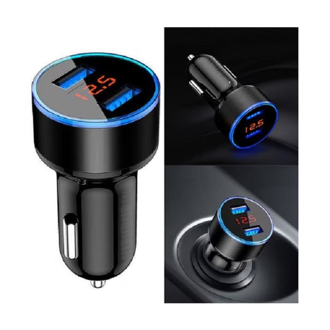 Incarcator Auto cu Afisaj Digital, Kadeny, din Metal, 3.1A, Incarcare Rapida 6A PD+QC3.0, Dublu USB, Negru