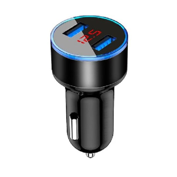 Incarcator Auto cu Afisaj Digital, Kadeny, din Metal, 3.1A, Incarcare Rapida 6A PD+QC3.0, Dublu USB, Negru