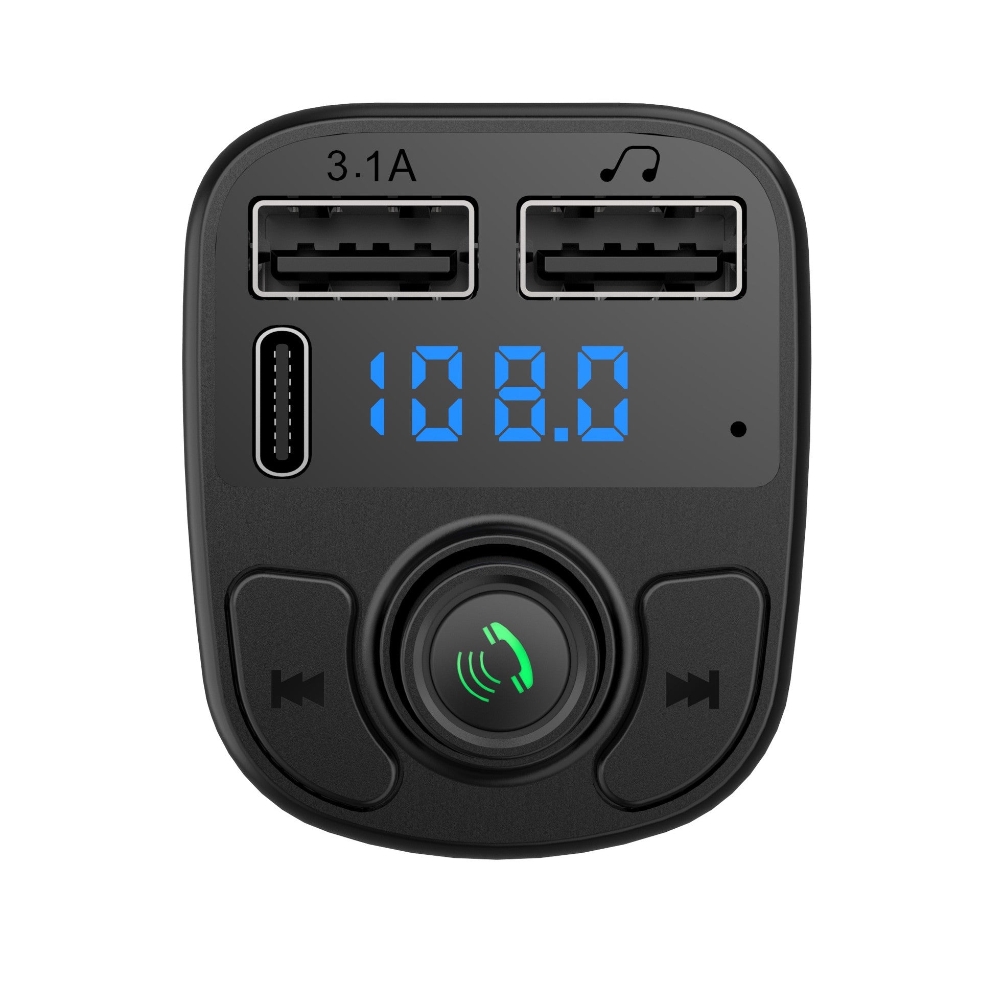 Incarcator Auto cu MP3 Player, Kadeny, Bluetooth 5.0, 5V, 2 x USB, Type C, Negru