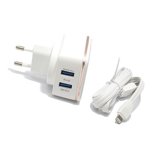 Incarcator Lightning cu 2 porturi USB 2,4 A Alb 1 m Cod Produs 08079