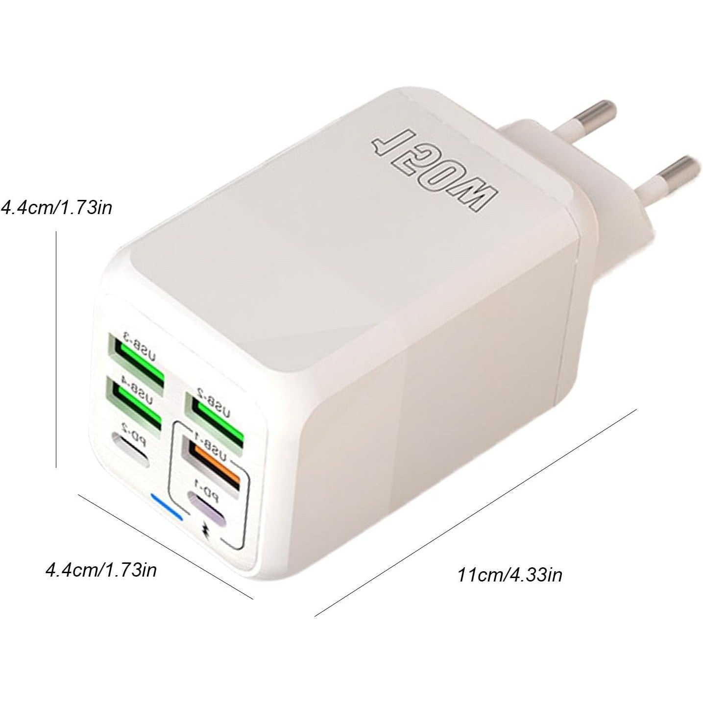 Incarcator Multifunctional, Kadeny®, 6 Porturi (2 x PD Type C + 4 USB), 150 W, 5V, 2.4A, Incarcare Rapida, 4.4 x 4.4 x 11 cm, Alb