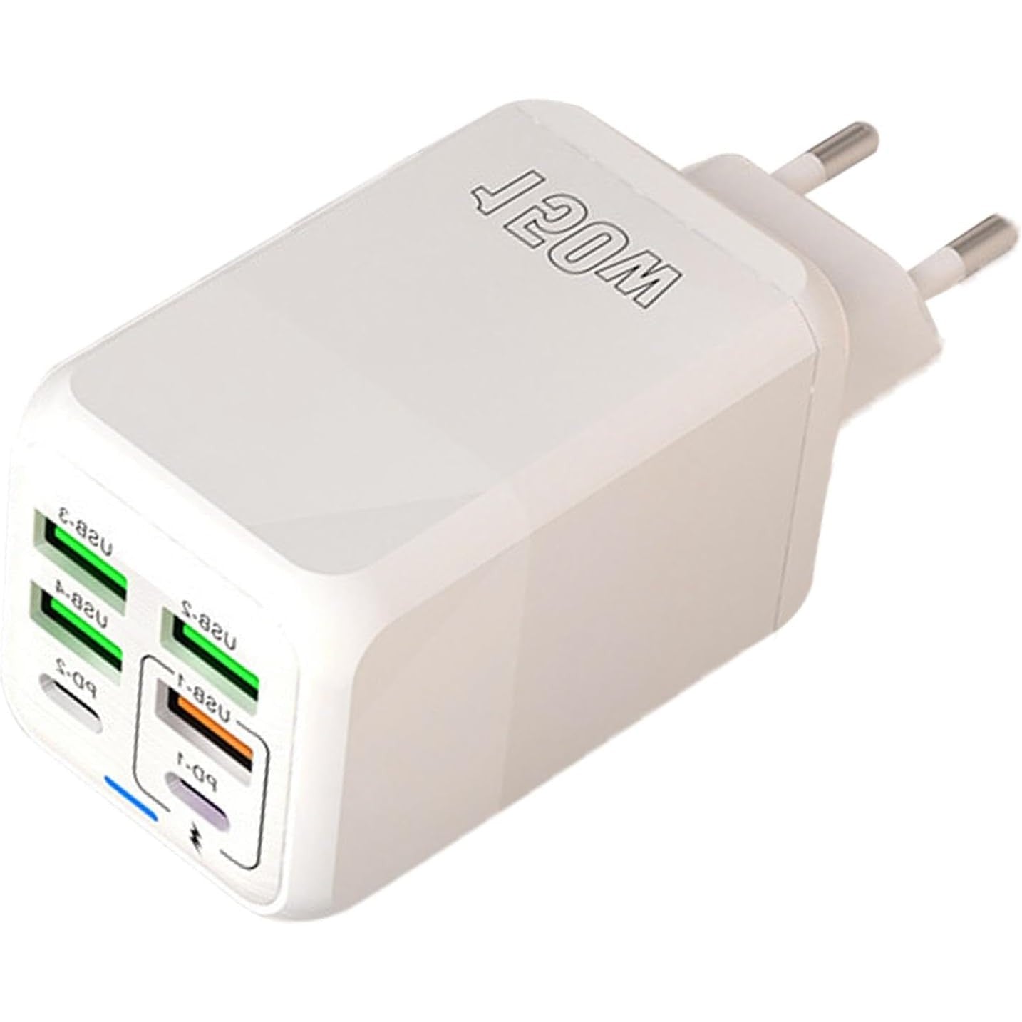 Incarcator Multifunctional, Kadeny®, 6 Porturi (2 x PD Type C + 4 USB), 150 W, 5V, 2.4A, Incarcare Rapida, 4.4 x 4.4 x 11 cm, Alb