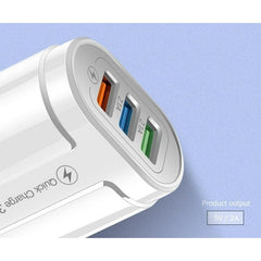 Incarcator Rapid QC3.0, Kadeny, 3 Porturi USB, 2.1A, 18W, din ABS, Protectie Supraincalzire, Gama Macarons, Alb