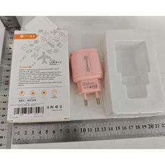 Incarcator Rapid QC3.0, Kadeny, 3 Porturi USB, 2.1A, 18W, din ABS, Protectie Supraincalzire, Gama Macarons, Roz