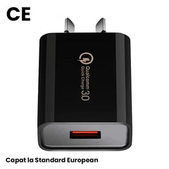 Incarcator Retea Fast Charge 5V3A, Kadeny, Capat STANDARD EUROPEAN QC 3.0, 18W, Fara Cablu, Negru