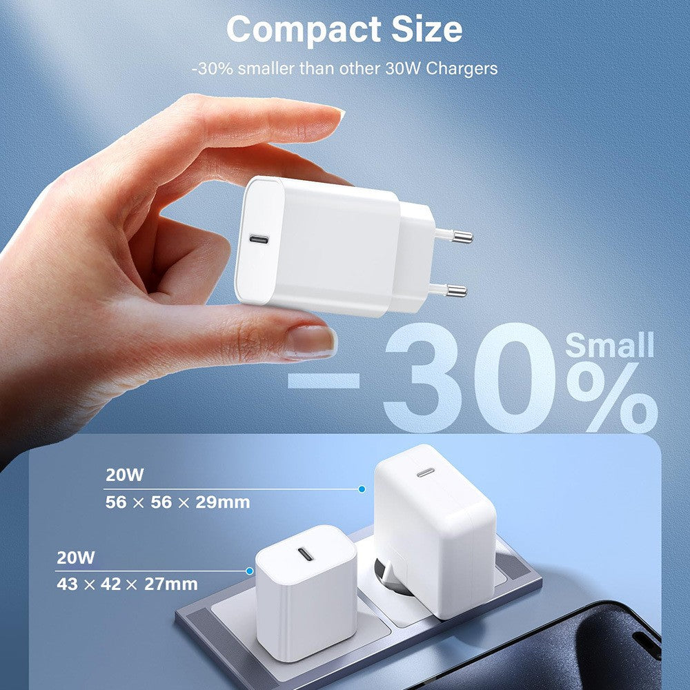 Incarcator Retea Fast Charge, Kadeny, Incarcator Standard European Power Delivery 30 W, Compatibil cu iPhone 15 / 16, Alb