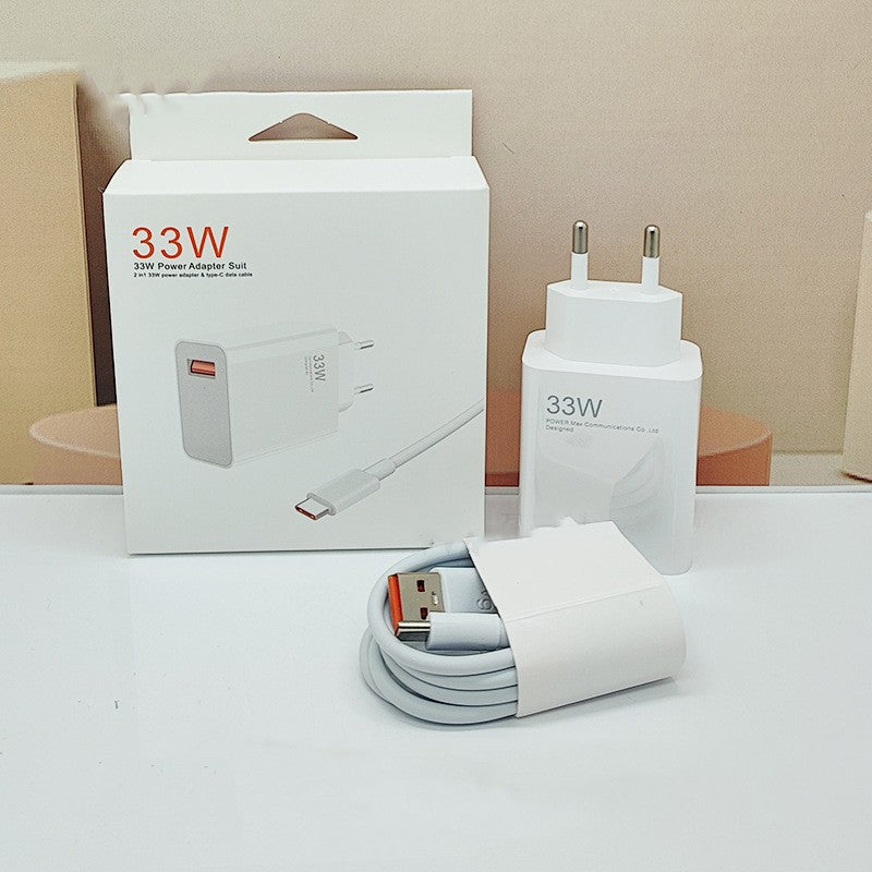 Incarcator Retea Super Charge pentru Telefon, Kadeny, 33W Standard UE, Port USB-B cu Cablu TYPE-C de 1m Inclus, Alb