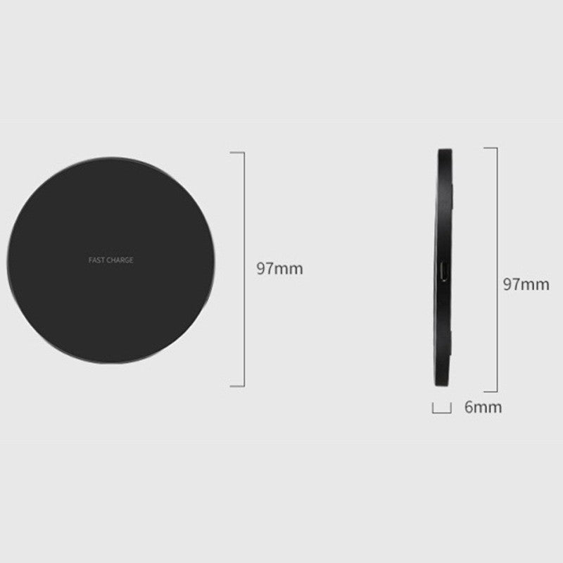 Incarcator Wireless Kadeny, Fast Charge, 15W, Ultra Slim, compatibil cu iPhone, cablu inclus, Rotund, Negru