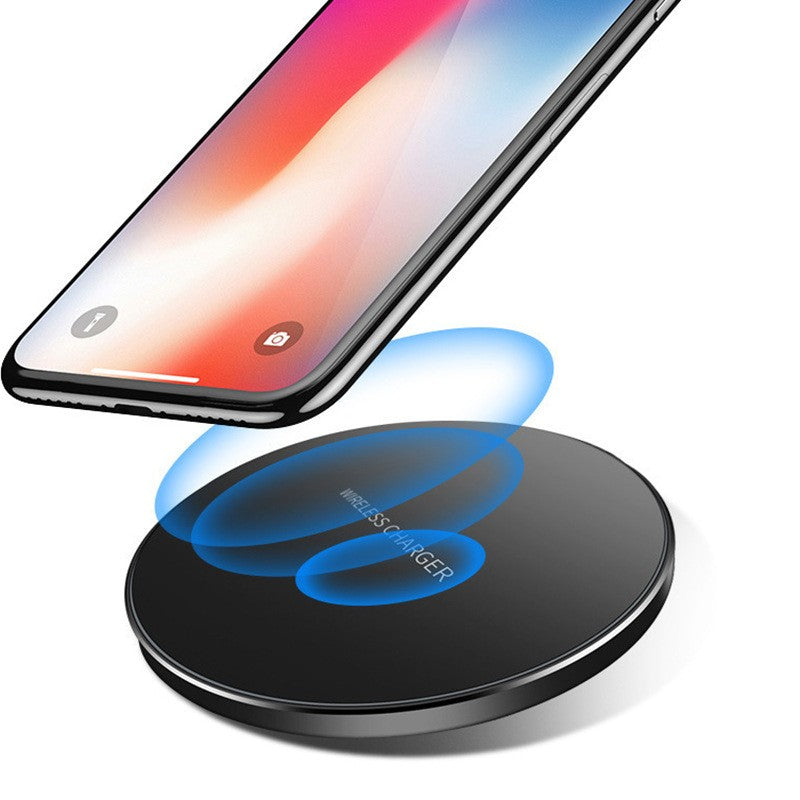 Incarcator Wireless Kadeny, Fast Charge, 15W, Ultra Slim, compatibil cu iPhone, cablu inclus, Rotund, Negru