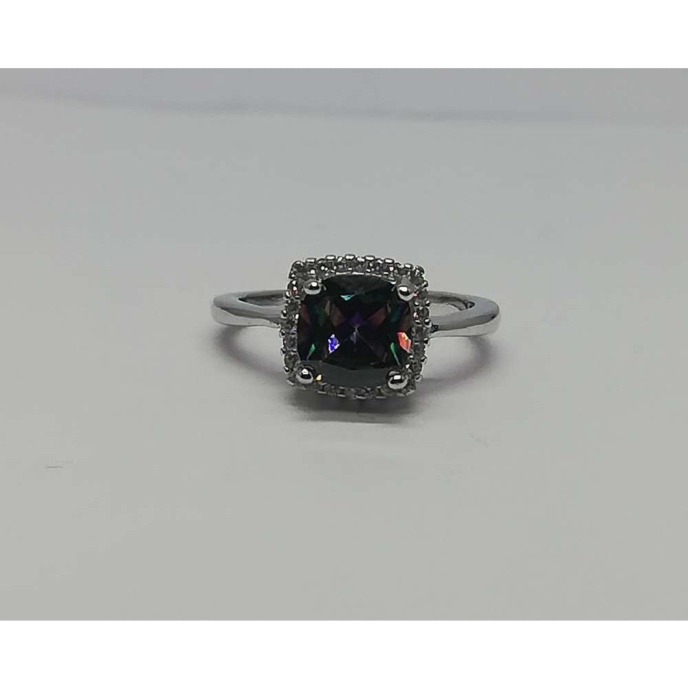 Inel Argint 925 cu Topaz Mare Patrat M 52