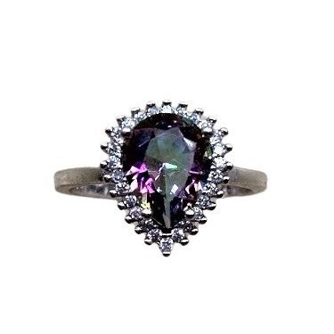 Inel Argint 925, Lacrima cu Topaz, M 56