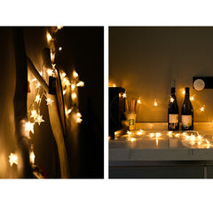 Instalatie Craciun, 1.5 metri, 10 LED-uri cu Ornament tip Stea, Alb Cald, USB lung, fir cupru, liniar, interior/exterior, Kaveny