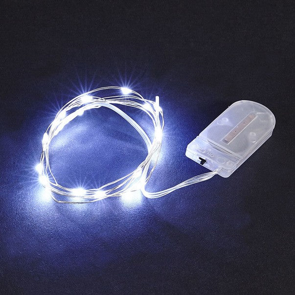 Instalatie Craciun, 1 metru, 10 LED-uri, Alb Rece, cu baterii, fir cupru, liniar, interior/exterior, Kaveny