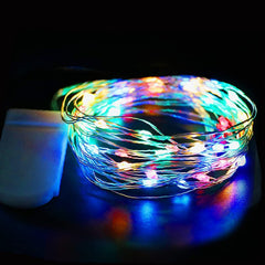Instalatie Craciun, 1 metru, 10 LED-uri, Multicolor, cu baterii, fir aliaj zinc, liniar, interior/exterior, Kaveny