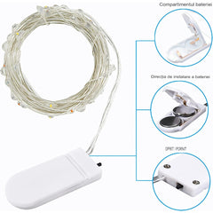 Instalatie Craciun, 1 metru, 10 LED-uri, Multicolor, cu baterii, fir aliaj zinc, liniar, interior/exterior, Kaveny