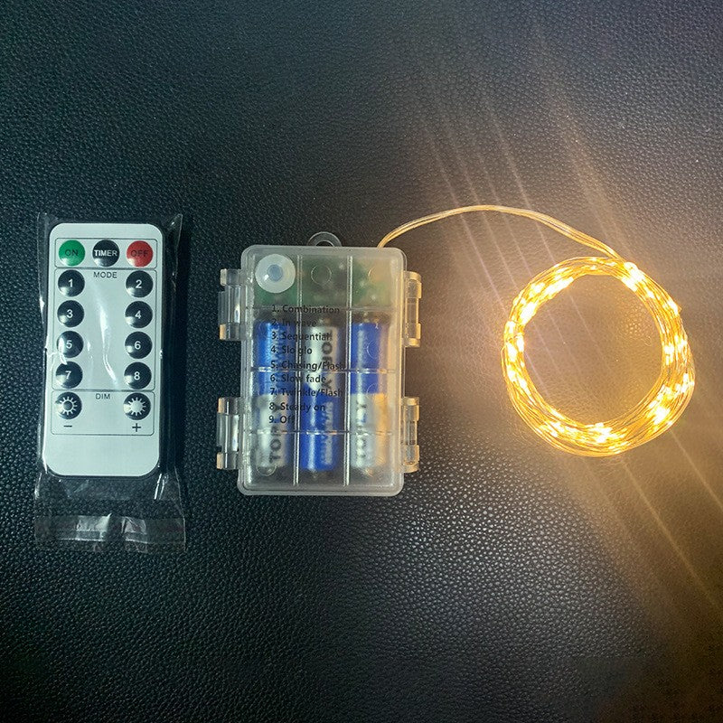 Instalatie de Craciun, Kaveny, Decoratiune de Craciun, 100 Beculete LED, cu Baterii si Telecomanda, cu 8 Functii, Lungime 10 m, Alb cald