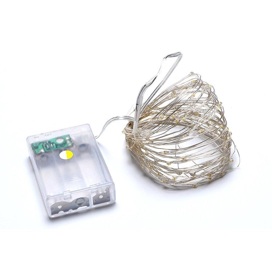Instalatie de Craciun, Kaveny, Decoratiune de Craciun, 100 Beculete LED, cu Baterii si Telecomanda, cu 8 Functii, Lungime 10 m, Alb rece