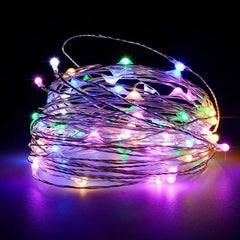 Instalatie de Craciun, Kaveny, Decoratiune de Craciun, 100 Beculete LED, cu Baterii si Telecomanda, cu 8 Functii, Lungime 10 m, Multicolor