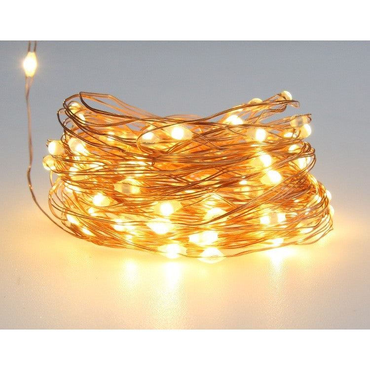 Instalatie Craciun, 100 LED-uri, 12 metri,  pentru exterior cu incarcare solara, alb cald, Kaveny