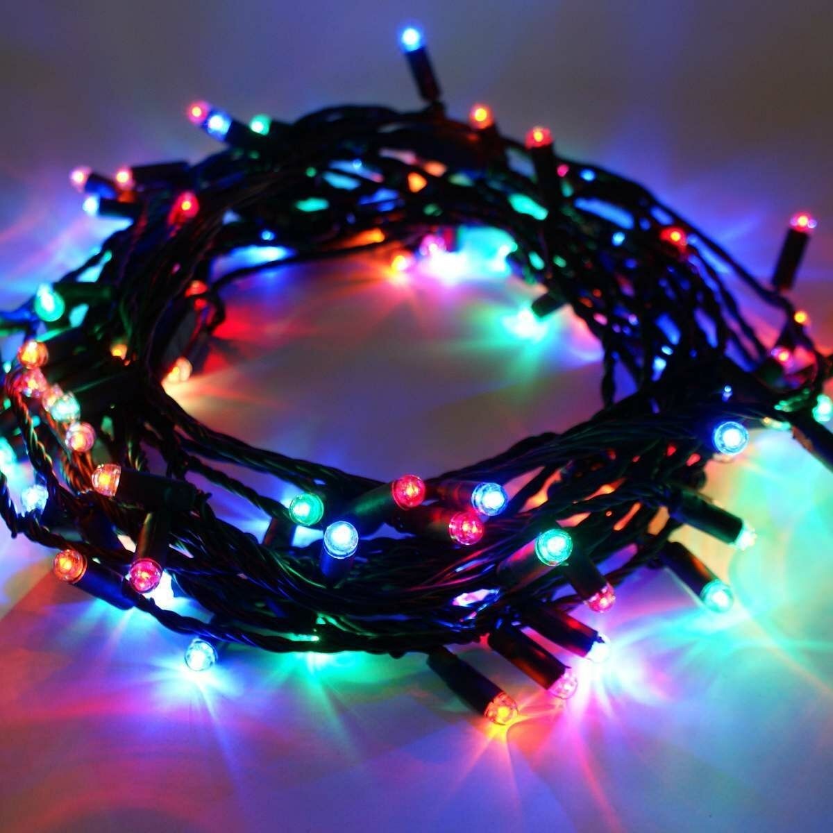 Instalatie Craciun, 105 m, 1050 Led-uri ,Liniara, Multicolor, 8 jocuri de lumini, Transformator cu telecomanda, Interconectabila, Prelungitor 5 m inclus, Fir Verde, Kaveny