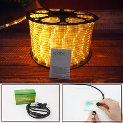 Instalatie Craciun, 12 m, 288 Led-uri ,Furtun Luminos, Alb cald, 8 jocuri de lumini, Transformator, Sectionabila, 220 V, Kaveny