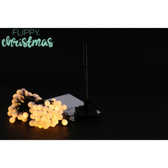 Instalatie Craciun, 12 metri, 100 de LED-uri cu ornament tip Bulb, 8 jocuri de lumini, alb cald, cu energie solara, liniar, interior/exterior, Kaveny