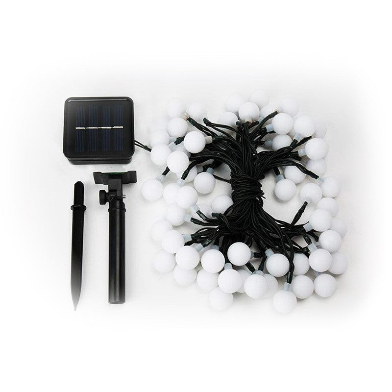 Instalatie Craciun, 12 metri, 100 de LED-uri cu ornament tip Bulb, 8 jocuri de lumini alb rece, cu energie solara, liniar, interior/exterior, Kaveny