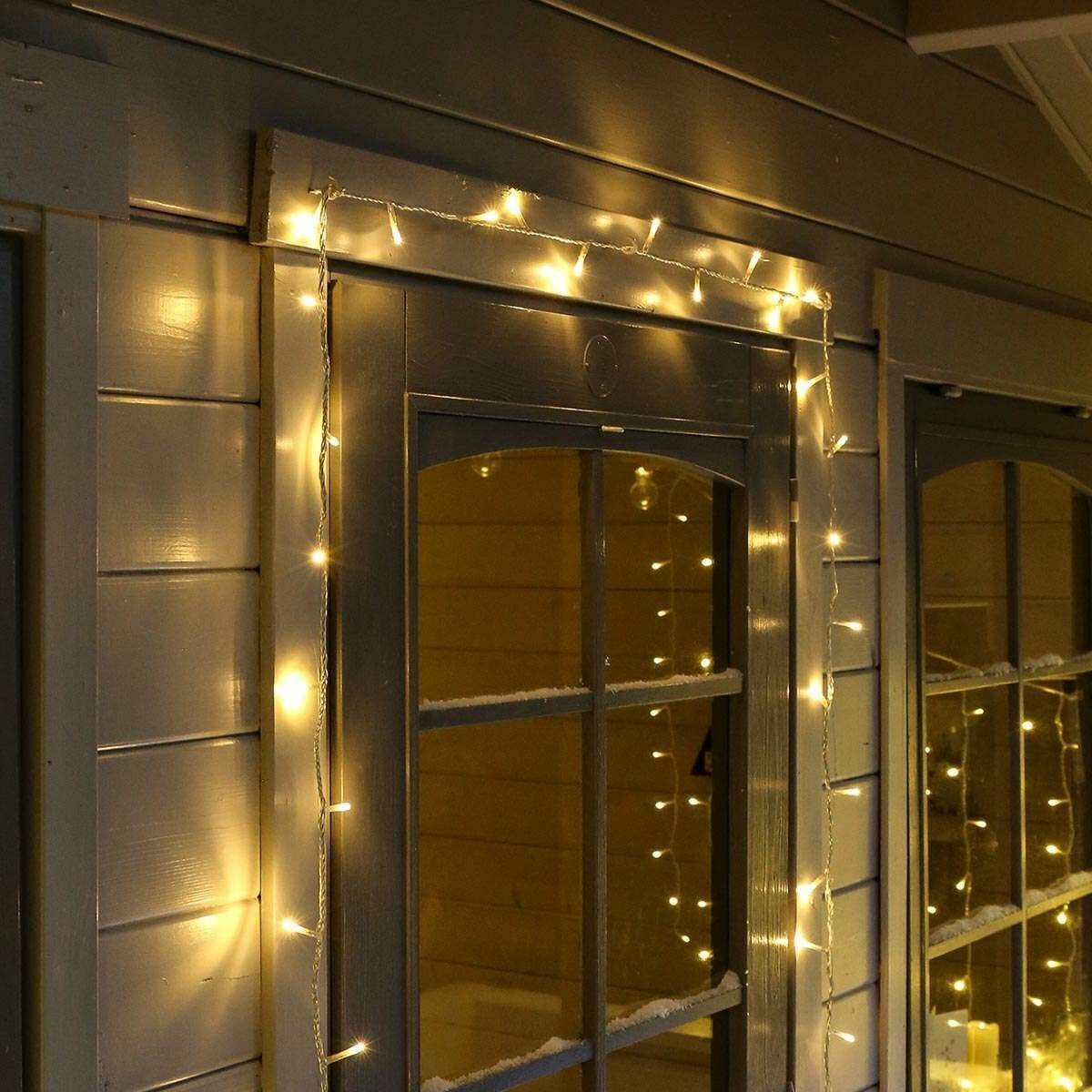Instalatie Craciun, 15 m, 150 Led-uri ,Liniara, Alb cald, 8 jocuri de lumini, Transformator, Interconectabila, Prelungitor 5 m inclus, Fir Transparent, Kaveny
