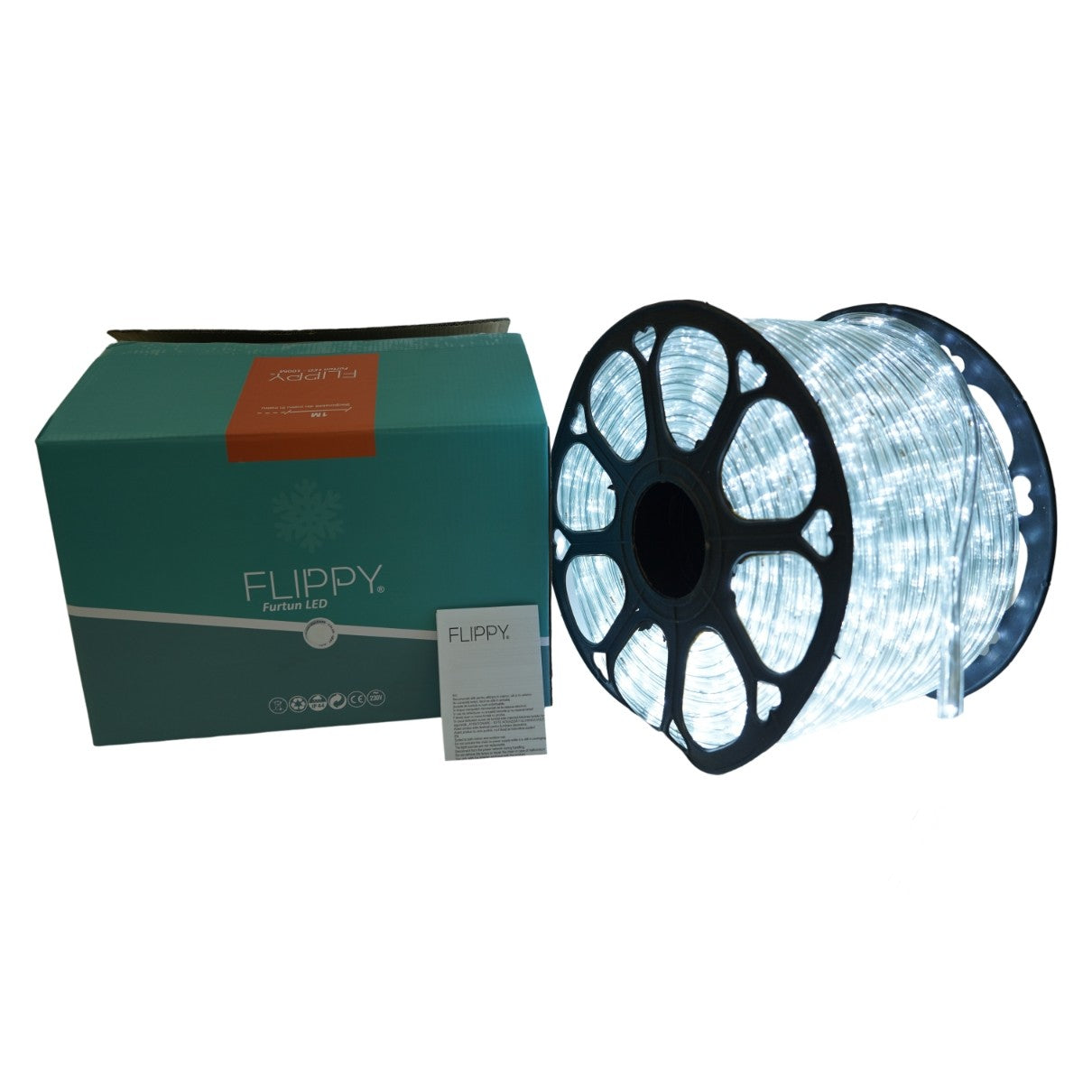 Instalatie Craciun, 15 m, 360 Led-uri, Furtun Luminos, Alb rece, Transformator, 8 jocuri de lumini, Sectionabila, 220 V, Kaveny