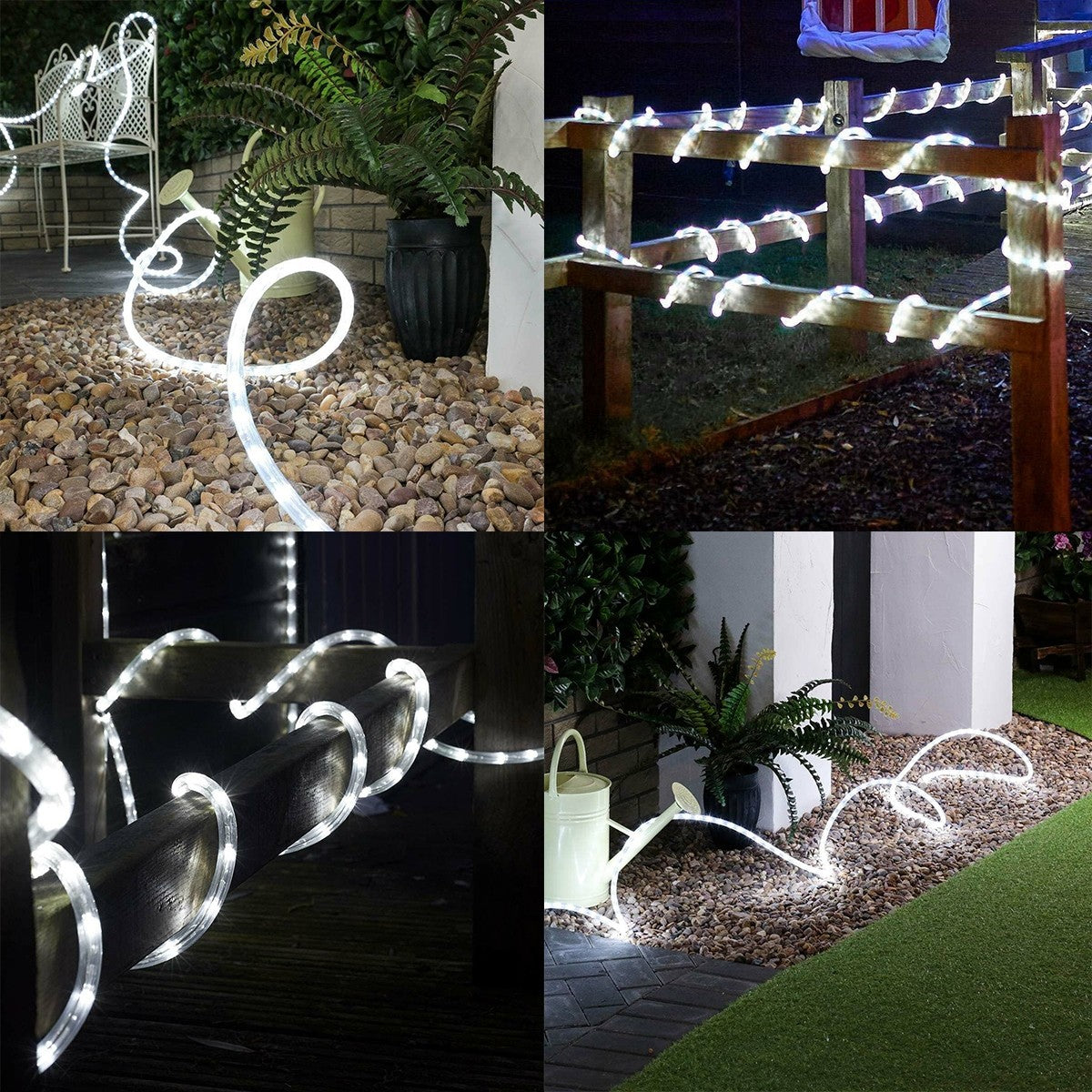 Instalatie Craciun, 18 m, 432 Led-uri, Furtun Luminos, Alb rece, Transformator, 8 jocuri de lumini, Sectionabila, 220 V, Kaveny