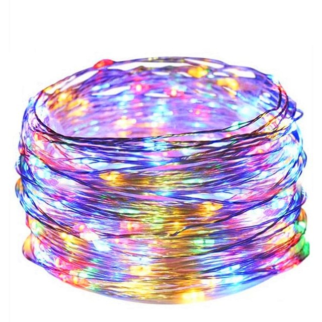 Instalatie Craciun, 2 metri, 20 LED-uri, multicolor, telecomanda 8 functii, USB, fir cupru, liniar, interior/exterior, Kaveny