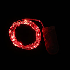 Instalatie Craciun, 2 metri, 20 LED-uri, Rosu, cu baterii, fir cupru, liniar, interior/exterior, Kaveny