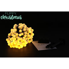 Instalatie Craciun, 22 metri, 200 de LED-uri cu ornament tip Bulb, 8 jocuri de lumini alb cald, cu energie solara, liniar, interior/exterior, Kaveny