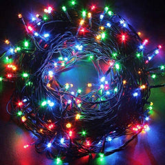 Instalatie Craciun, 25 m, 715 Led-uri ,Franjuri, Multicolor, Flash, Transformator cu telecomanda, Interconectabila, Prelungitor 3 m inclus, Fir Transparent, Kaveny
