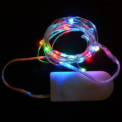 Instalatie Craciun, 3 metri, 30 LED-uri, Multicolor, cu baterii, fir cupru, liniar, interior/exterior, Kaveny