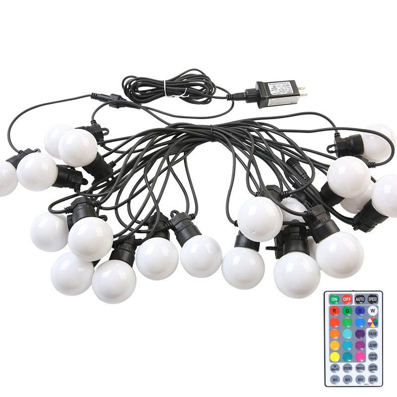 Instalatie Craciun, 5 metri, 15 Becuri LED rotunde, pentru exterior cu incarcare la sursa de curent si telecomanda cu 8 functii, Kaveny