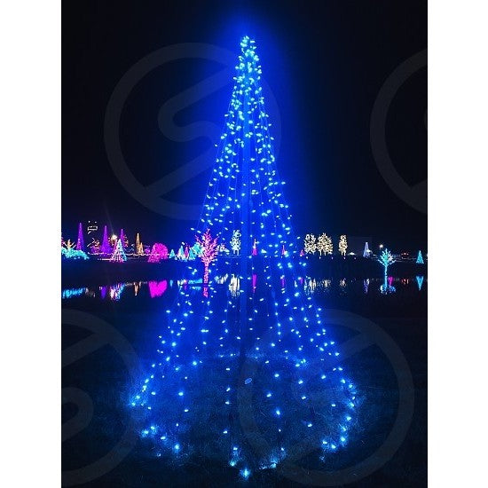 Instalatie Craciun, 40 m, 400 Led-uri ,Liniara, Albastru, 8 jocuri de lumini, Transformator, Interconectabila, Prelungitor 5 m inclus, Fir Transparent, Kaveny