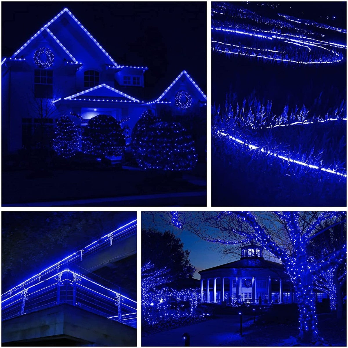 Instalatie Craciun, 47 m, 1128 Led-uri, Furtun Luminos, Albastru, Transformator, Sectionabila, 220 V, Kaveny